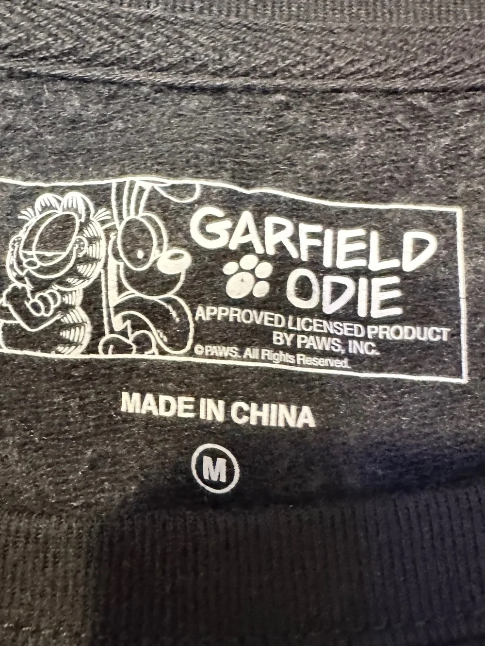 Garfield Odie Medium Sleepwear Nightshirt Cotton Blend Black Lazy Club